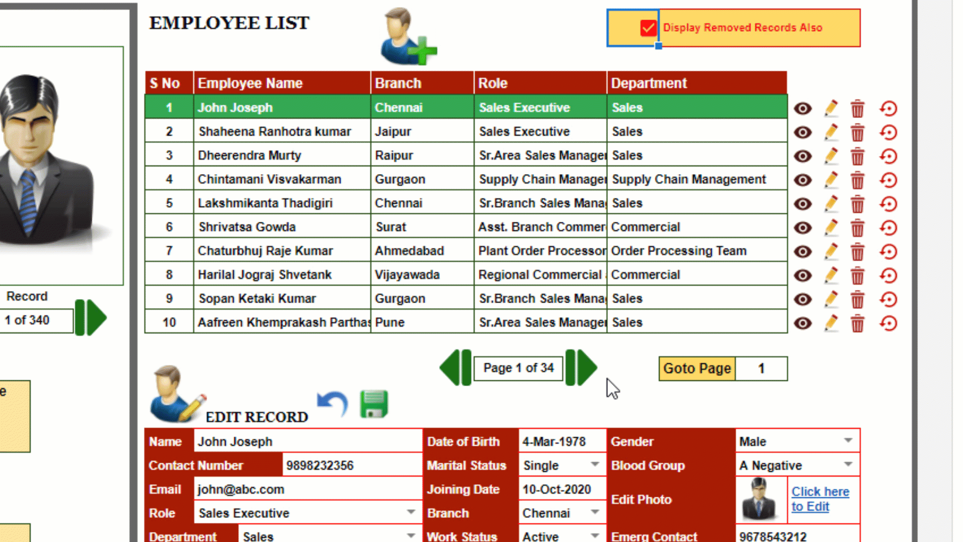 Employee Database Management System Interface Employee Database Management System (EDMS)